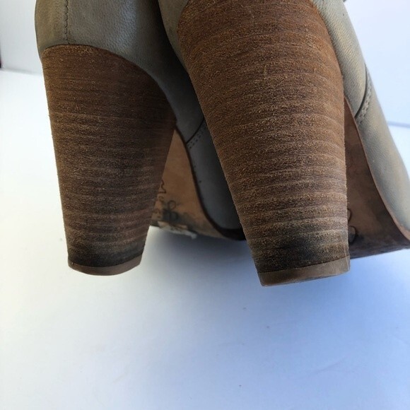 Joie Rigby Heeled Leather Ankle Boots Bootie Stacked Heel Tan 39 - Picture 9 of 12